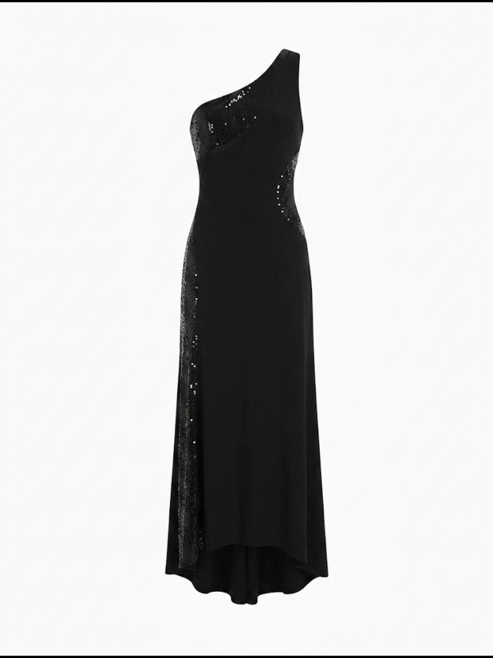 VENUS Black One-Shoulder Sequin Evening Gown